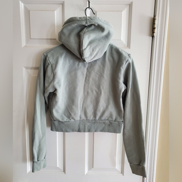 Brandy Melville John Galt Light Green Cropped Zip-Up Hoodie Jacket - Picture 3 of 8